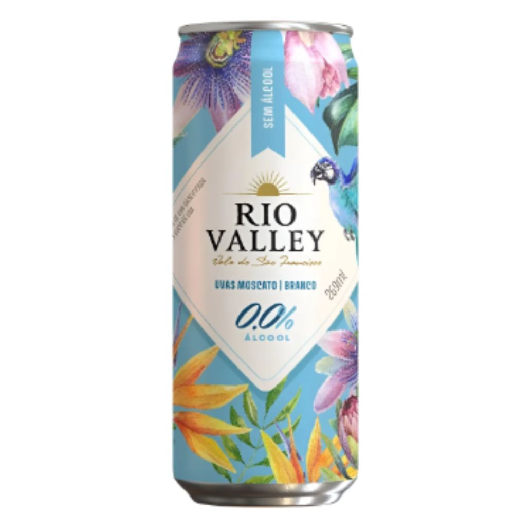 Vinho Lata Frisante Branco  Zero  Alcool Rio Valley 269 ML