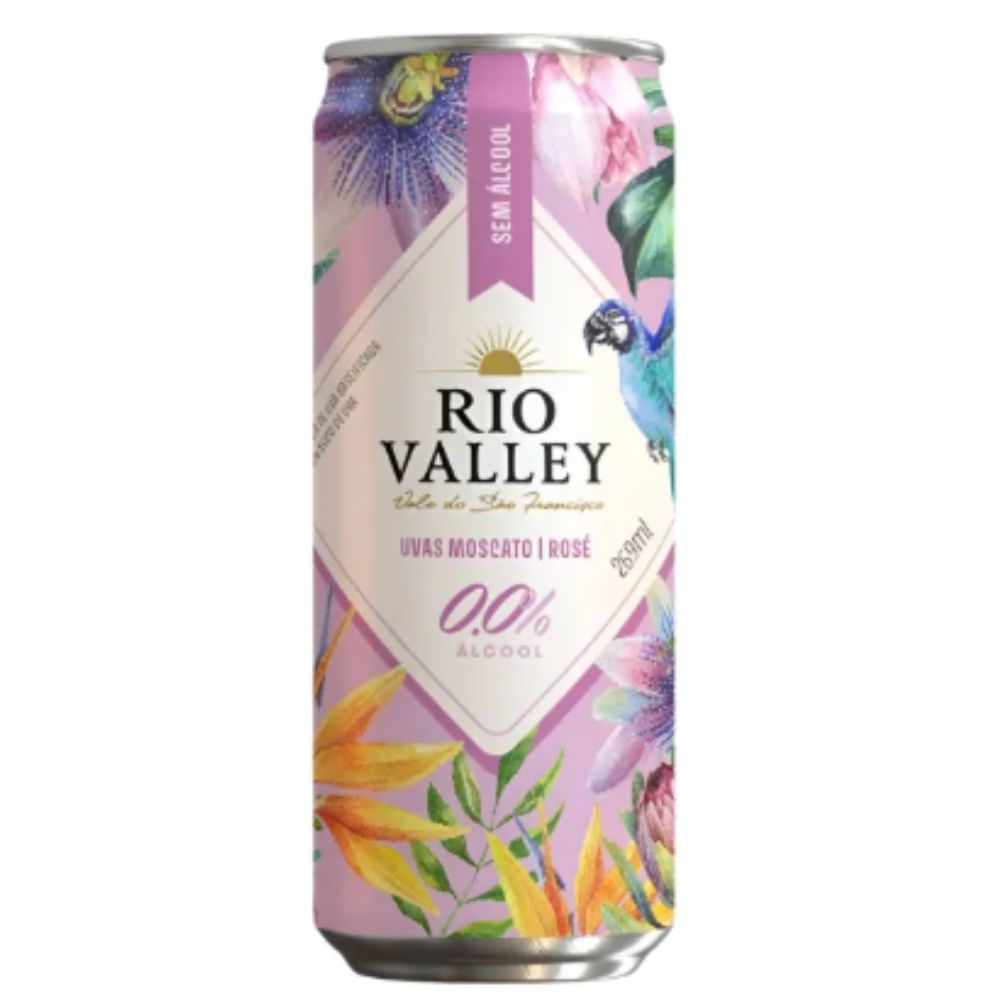 Vinho Lata Frisante Rose  Zero  Alcool Rio Valley 269 ML
