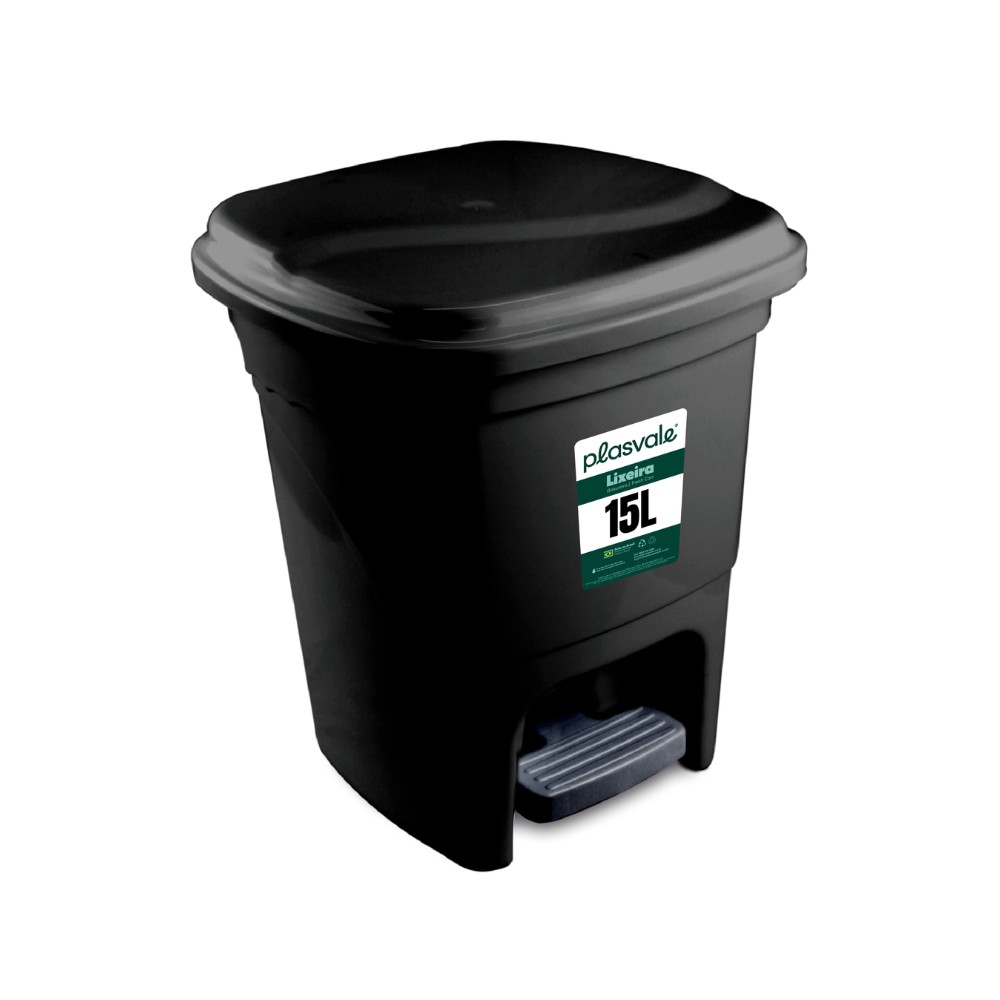 Lixeira Quad C/pedal 15L Br Plasvale