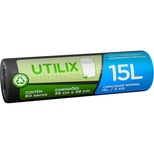 Saco P/lixo 15L Pt C/60 Utilix, foto 1 de 1